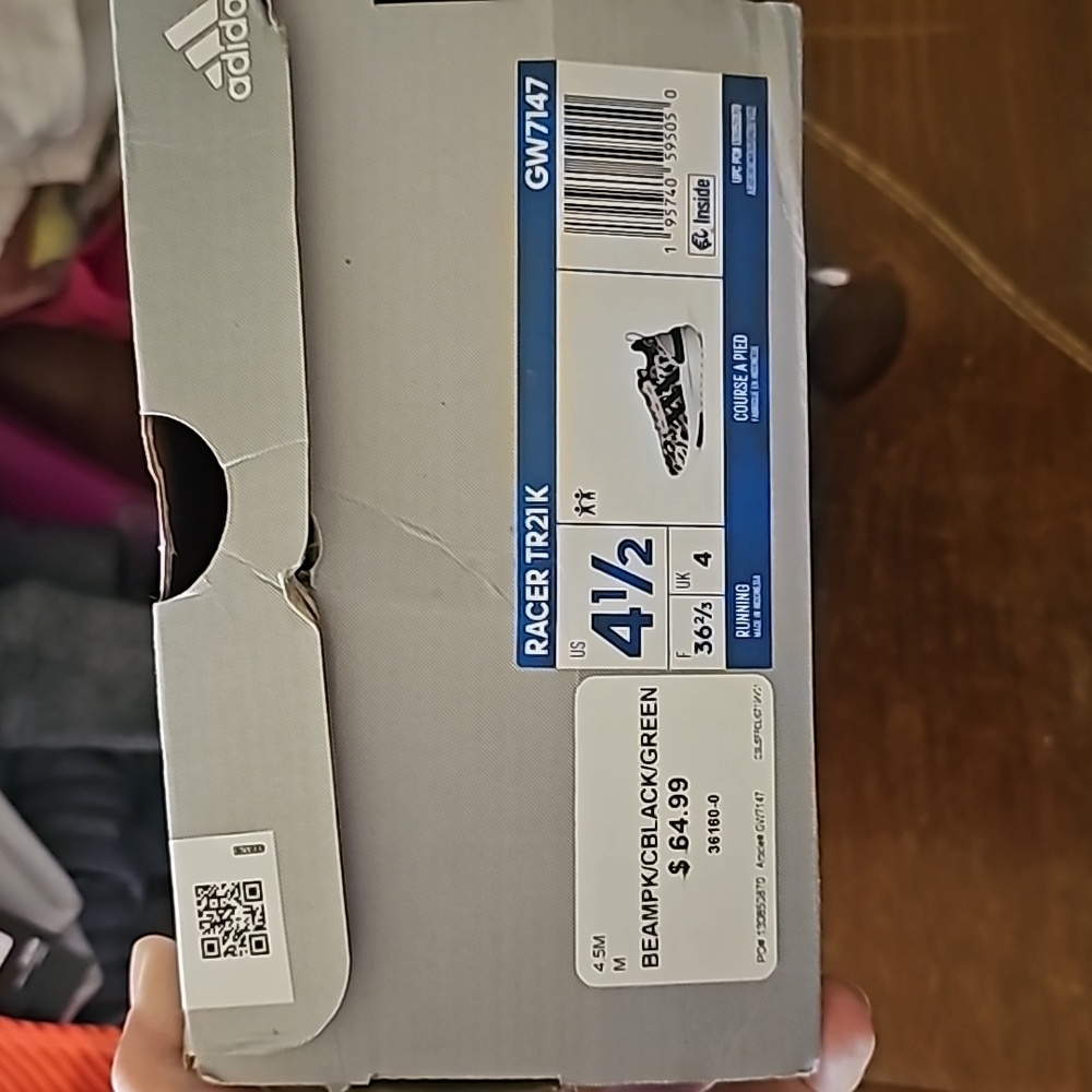 Girls 4 1/2 adidas racer tr21k sneaker.